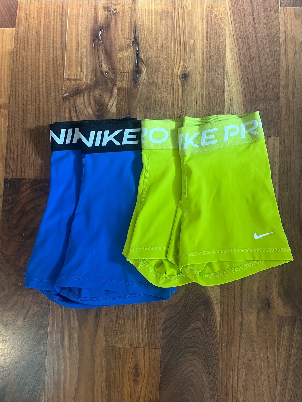 Nike Pro Compression Shorts Duo - Blue & Neon Yellow (4 total)